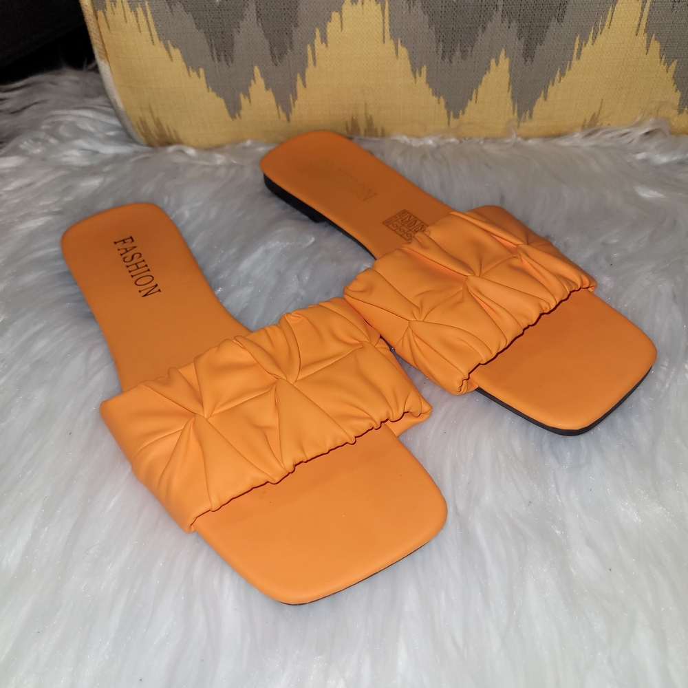 SHEIN Vibrant Orange Ruffle Sandals